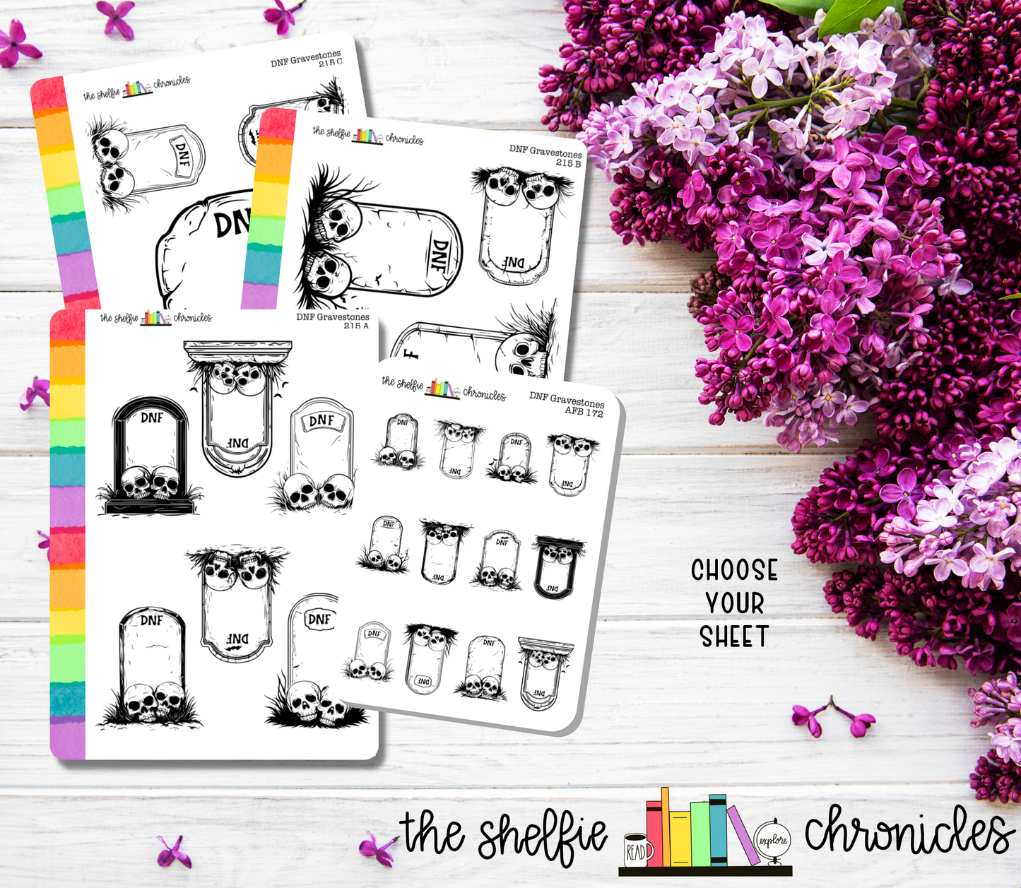 215 - DNF Cemetery - Die Cut Stickers - Repositionable Paper - Perfect For Reading Journals And Planners