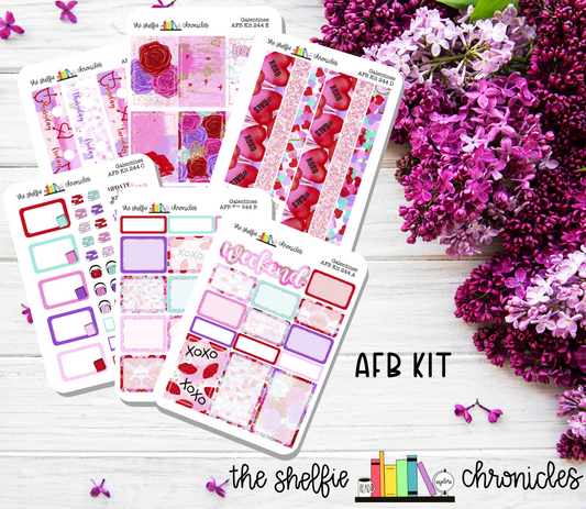 AFB Kit 244 - Galentines Weekly Kit - Made To Fit The Always Fully Booked Planner - Die Cut Stickers - Repositionable