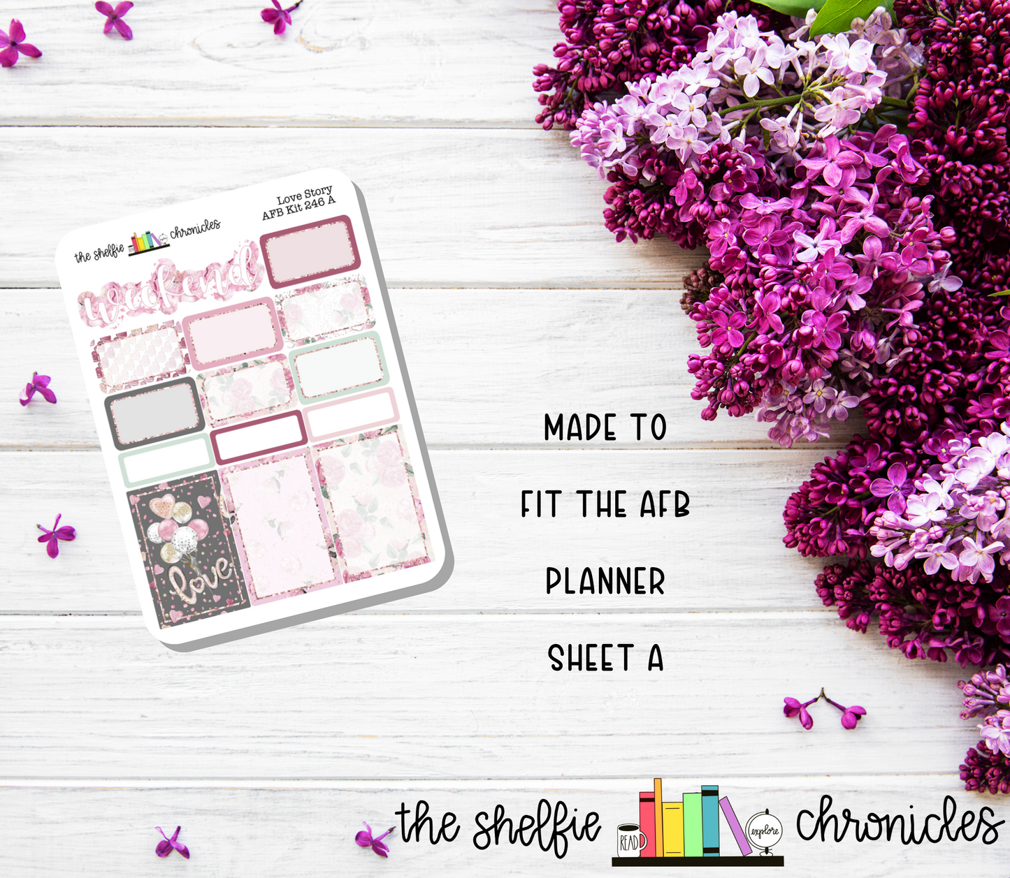 AFB Kit 246 - Love Story Weekly Kit - Made To Fit The Always Fully Booked Planner - Die Cut Stickers - Repositionable