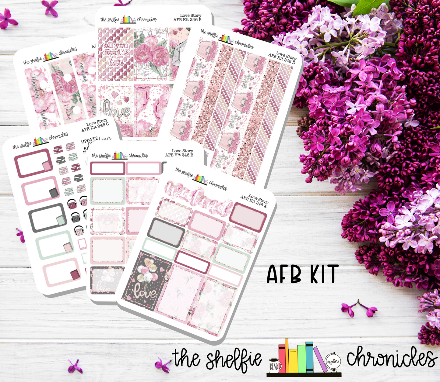 AFB Kit 246 - Love Story Weekly Kit - Made To Fit The Always Fully Booked Planner - Die Cut Stickers - Repositionable