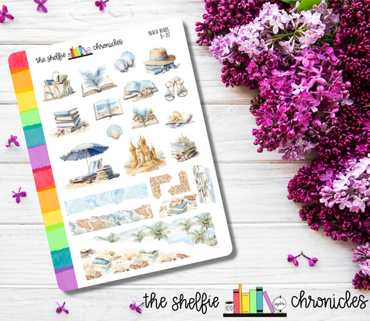 D 217 - Beach Reads - Die Cut Stickers - Repositionable Paper - Perfect For Reading Journals And Planners