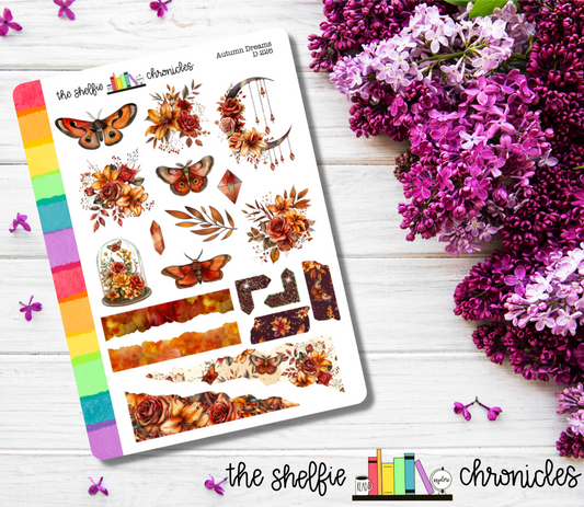 D 226 - Autumn Dreams - Die Cut Stickers - Repositionable Paper - Perfect For Reading Journals And Planners