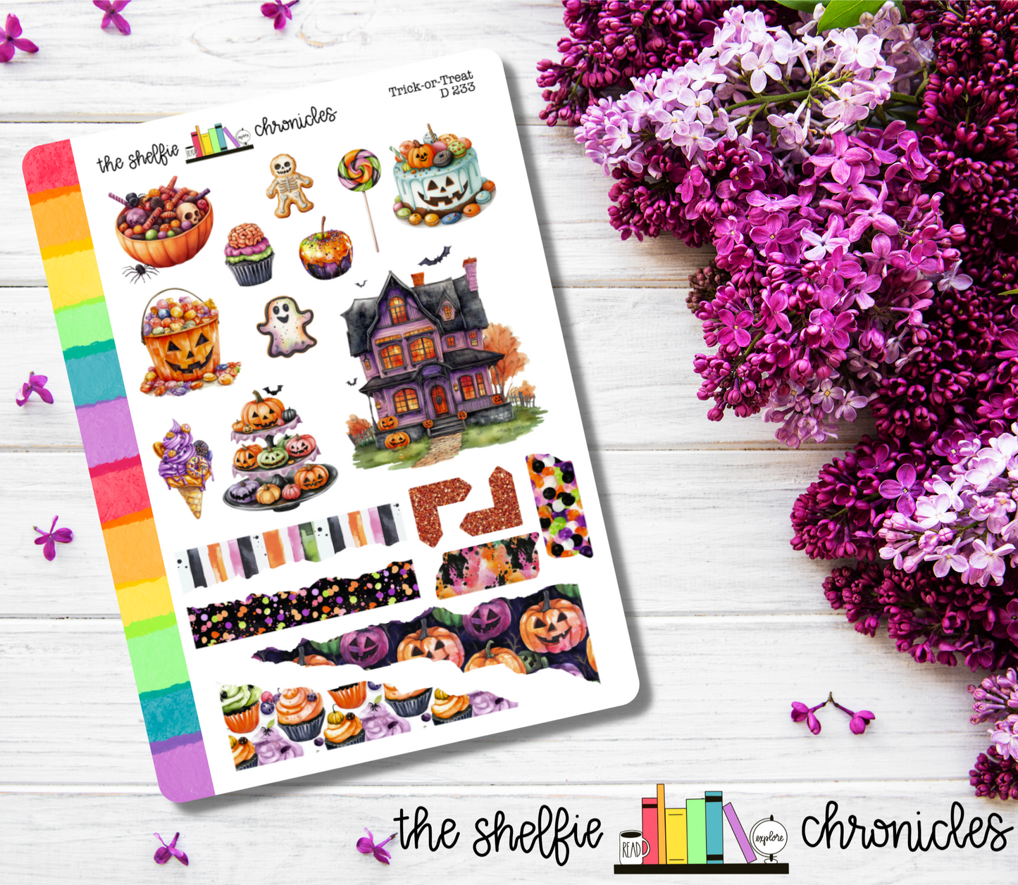 D 233 - Trick-or-Treat - Die Cut Stickers - Repositionable Paper - Perfect For Reading Journals And Planners