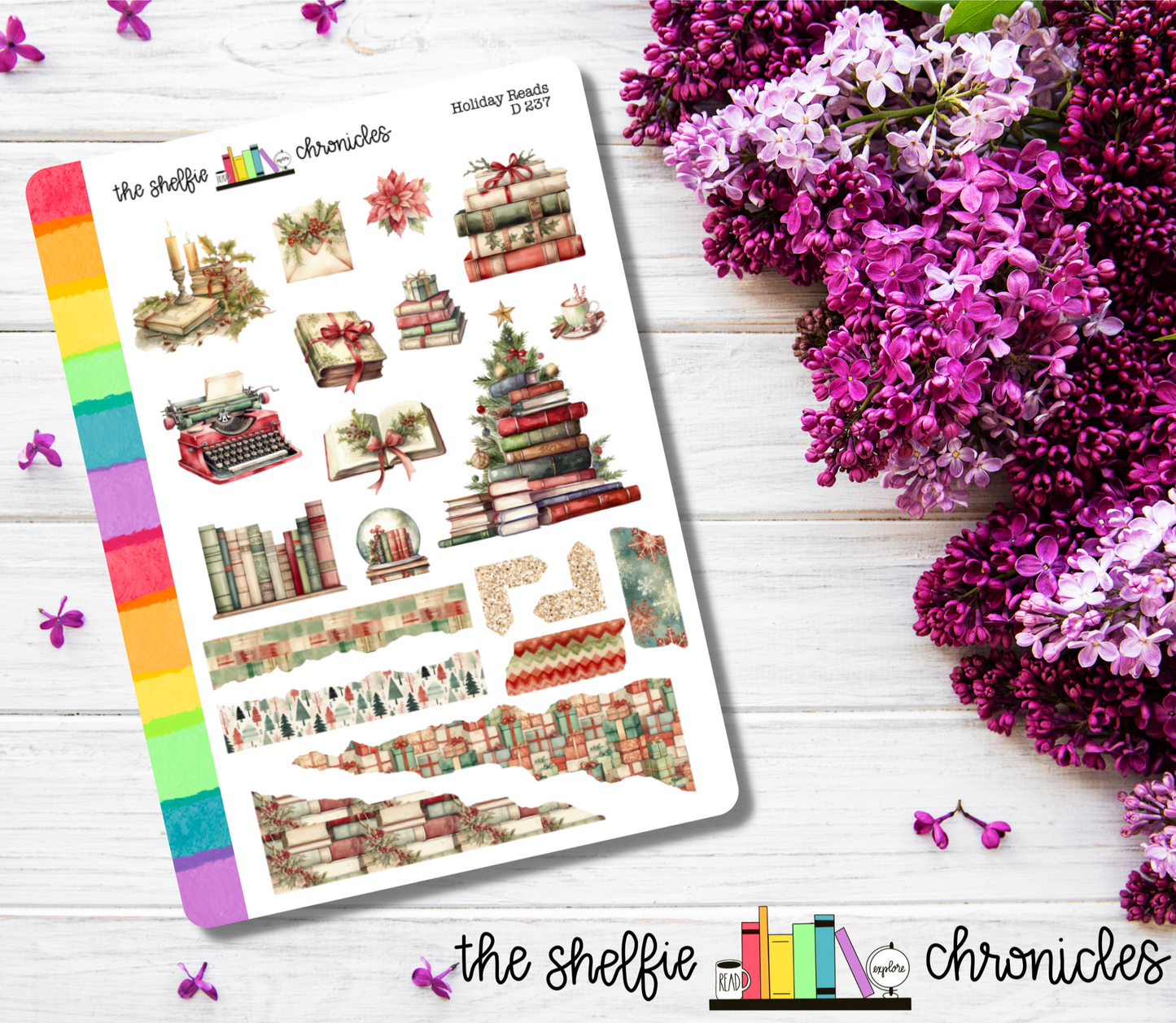 D 237 - Holiday Reads - Die Cut Stickers - Repositionable Paper - Perfect For Reading Journals And Planners