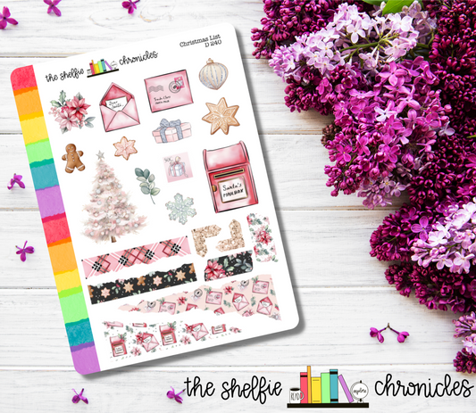 D 240 - Christmas List - Die Cut Stickers - Repositionable Paper - Perfect For Reading Journals And Planners