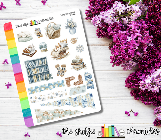 D 242 - Lazy Snow Day - Die Cut Stickers - Repositionable Paper - Perfect For Reading Journals And Planners