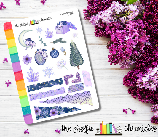 D 245 - Winter Dragon - Die Cut Stickers - Repositionable Paper - Perfect For Reading Journals And Planners