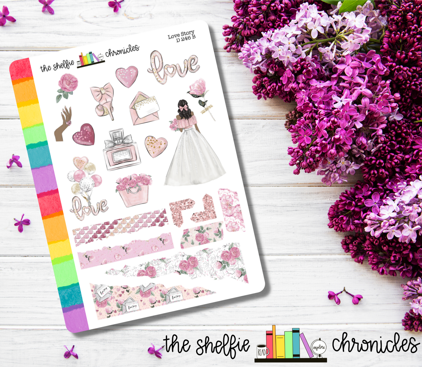 D 246 - Love Story - Die Cut Stickers - Repositionable Paper - Perfect For Reading Journals And Planners