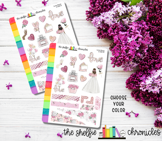 D 246 - Love Story - Die Cut Stickers - Repositionable Paper - Perfect For Reading Journals And Planners