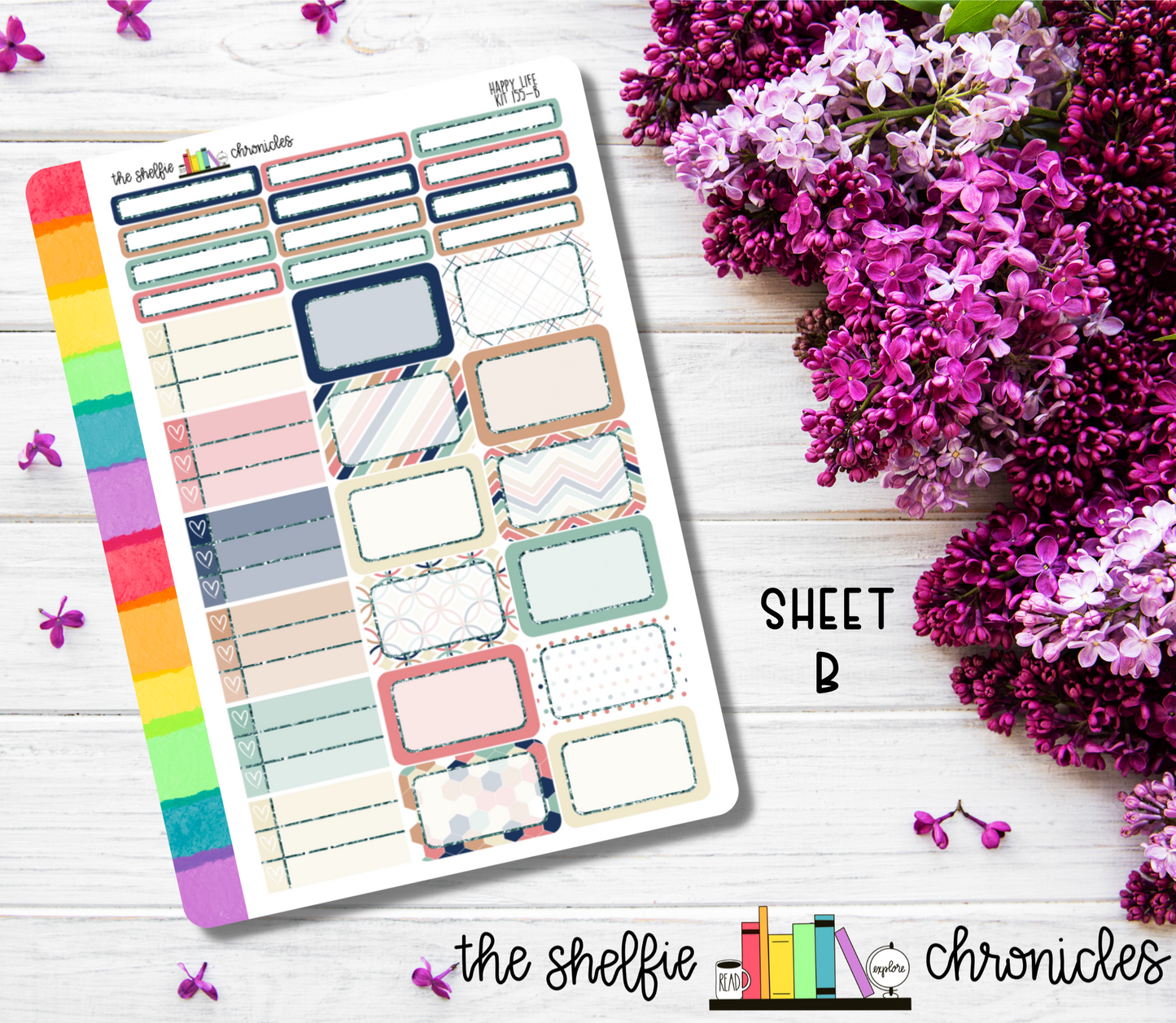 Kit 155 - Happy Life Weekly Kit - Die Cut Stickers - Repositionable Paper - Made To Fit 7x9 Planners