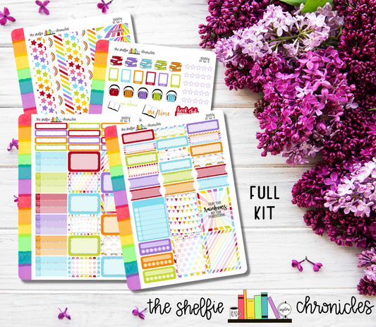 Kit 166 - Rainbow Weekly Kit - Die Cut Stickers - Repositionable Paper - Made To Fit 7x9 Planners