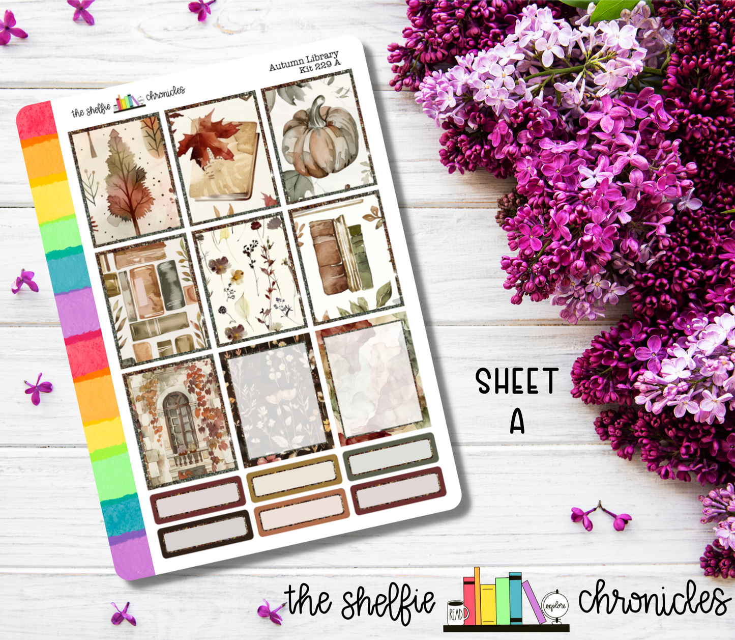 Kit 229 - Autumn Library Weekly Kit - Die Cut Stickers - Repositionable Paper - Made To Fit 7x9 Planners