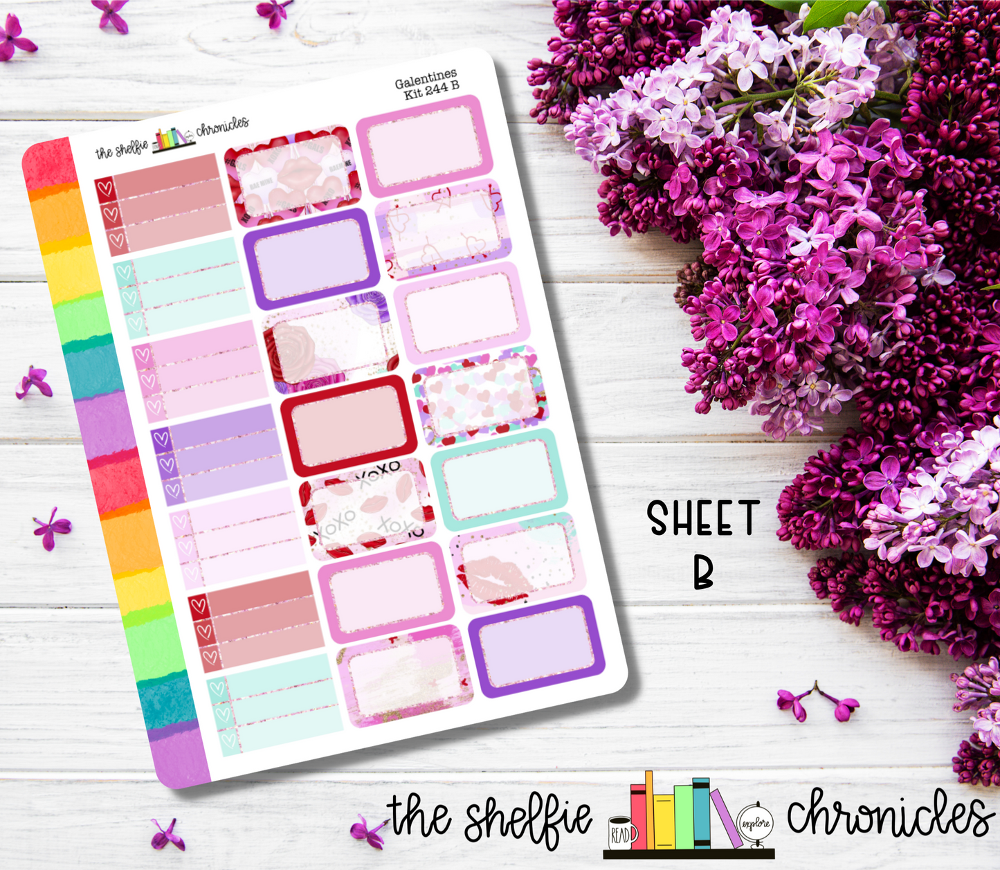 Kit 244 - Galentines Weekly Kit - Die Cut Stickers - Repositionable Paper - Made To Fit 7x9 Planners