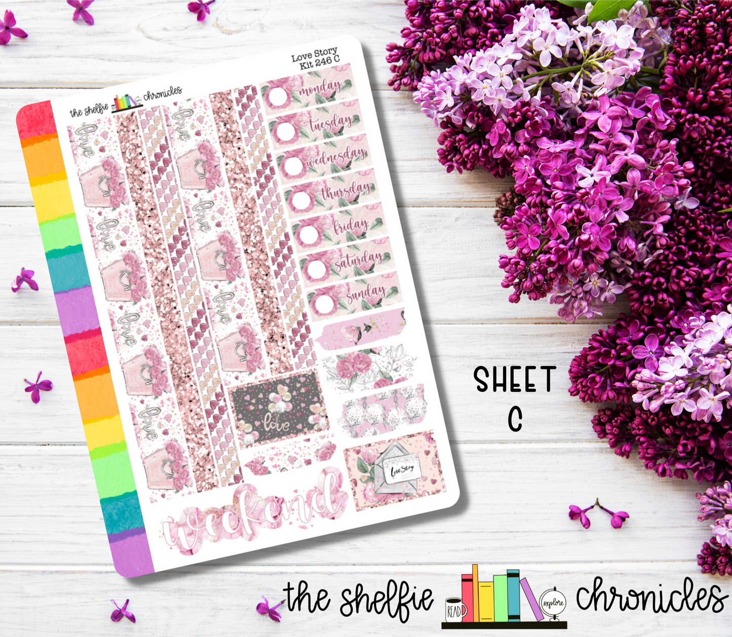 Kit 246 - Love Story Weekly Kit - Die Cut Stickers - Repositionable Paper - Made To Fit 7x9 Planners