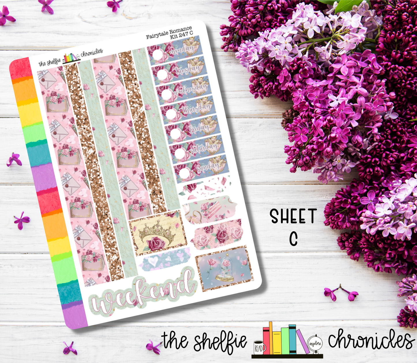 Kit 247 - Fairytale Romance Weekly Kit - Die Cut Stickers - Repositionable Paper - Made To Fit 7x9 Planners