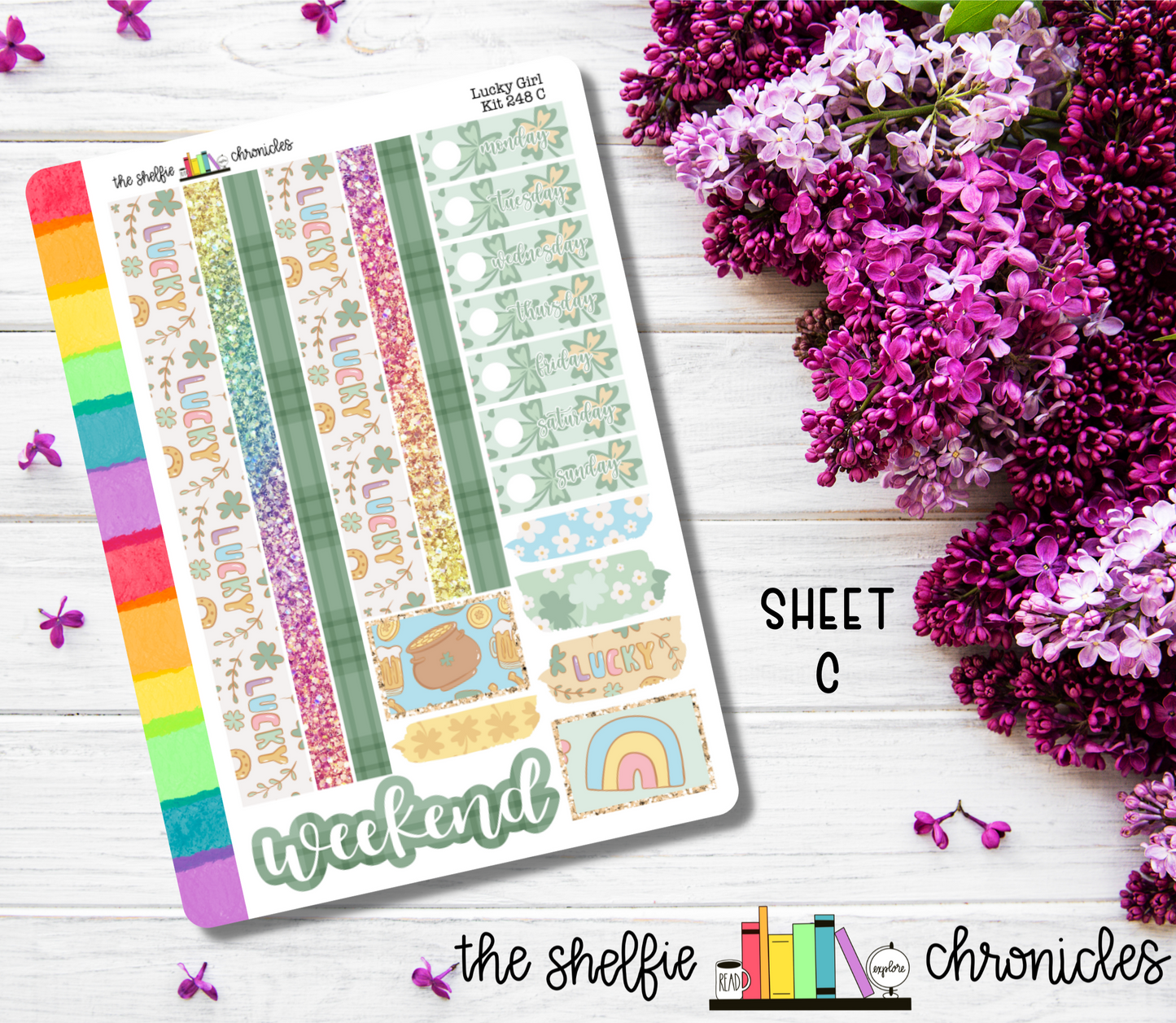 Kit 248 - Lucky Girl Weekly Kit - Die Cut Stickers - Repositionable Paper - Made To Fit 7x9 Planners