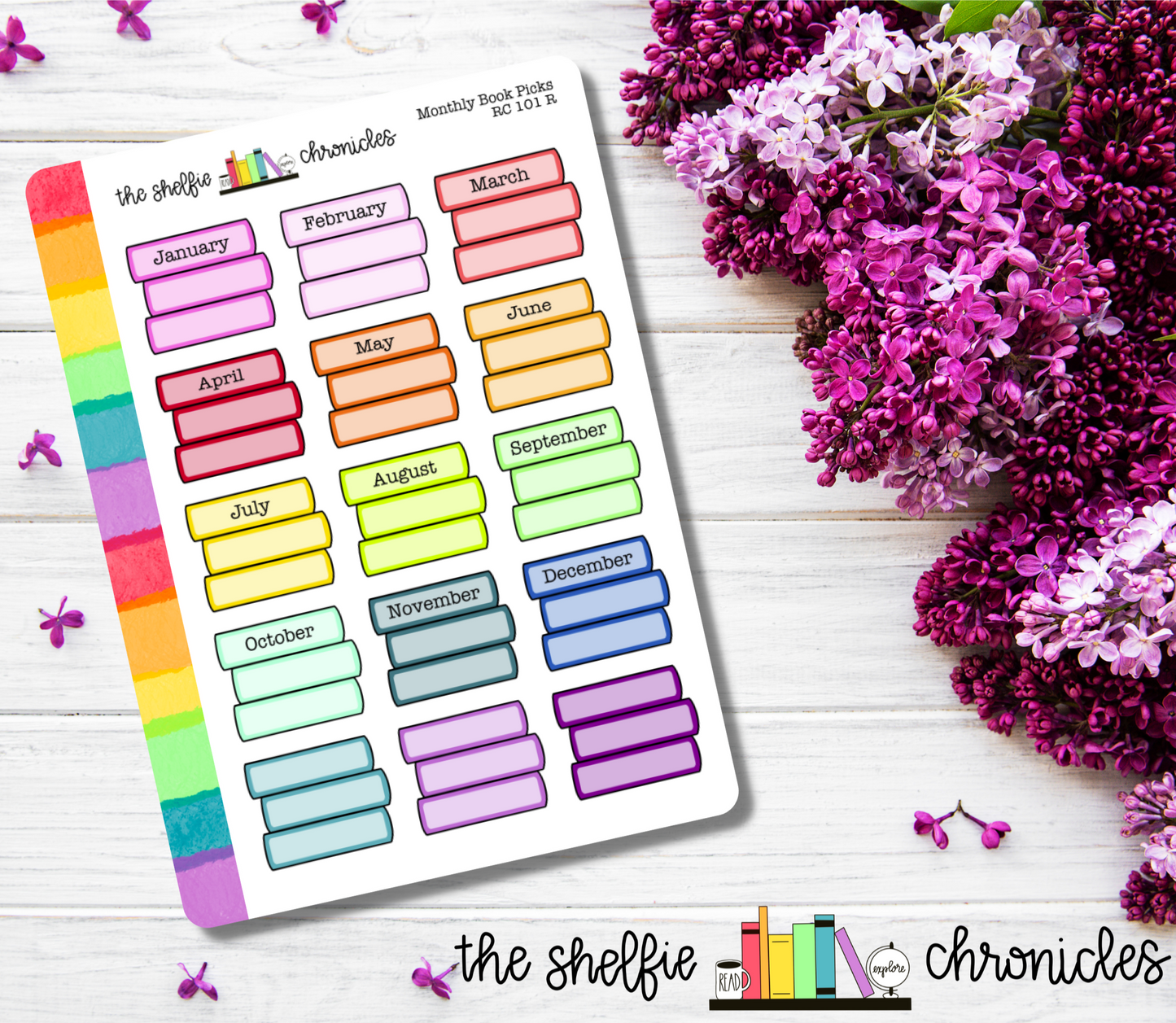 RC 101 - Monthly Book Picks - Choose Your Color - Half Box Die Cut Stickers - Repositionable Paper - Perfect For Planners And Reading Journals