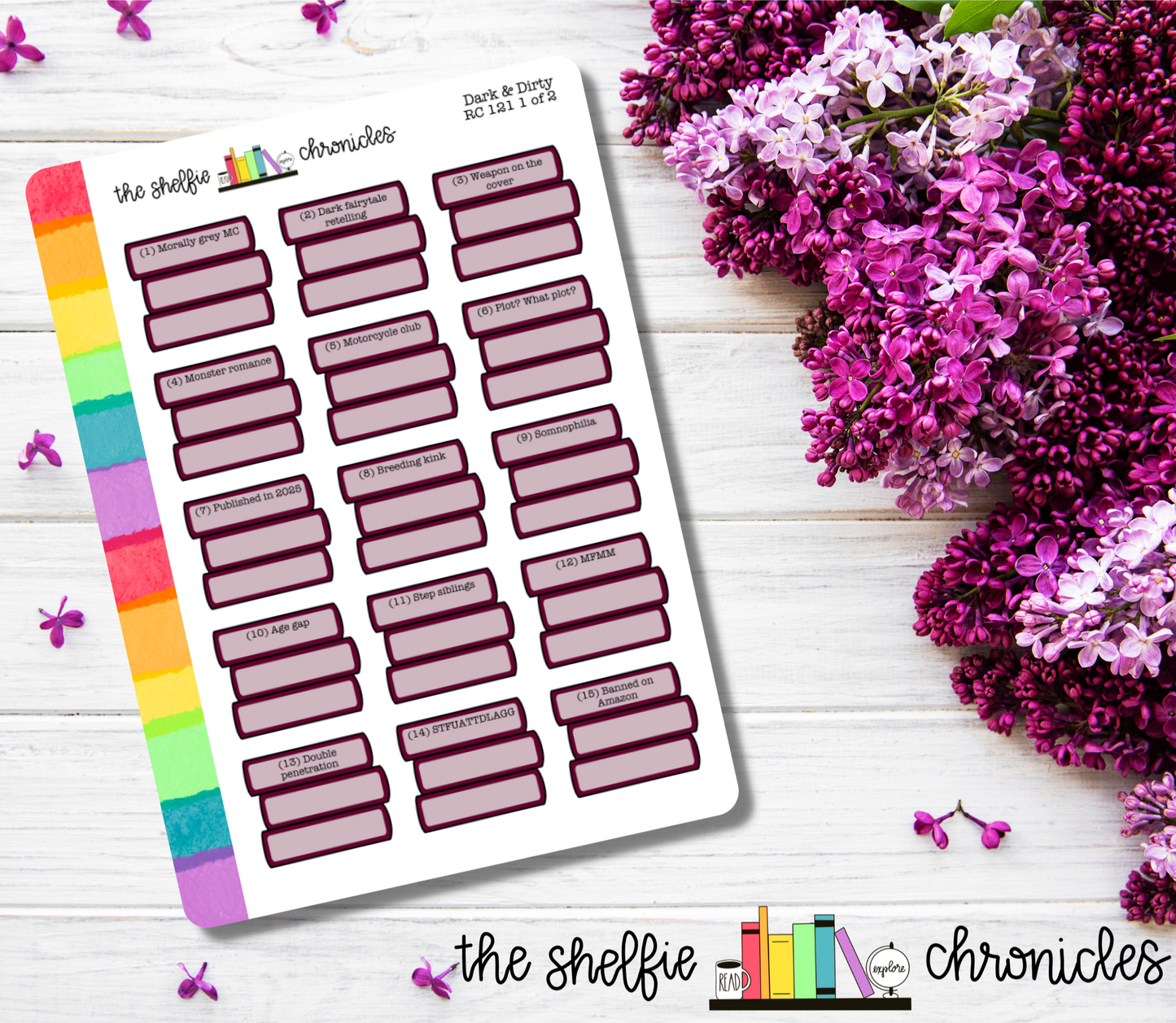 RC 121 - 2025 Dark and Dirty Reading Challenge - The Shelfie Chronicles  - Die Cut Stickers