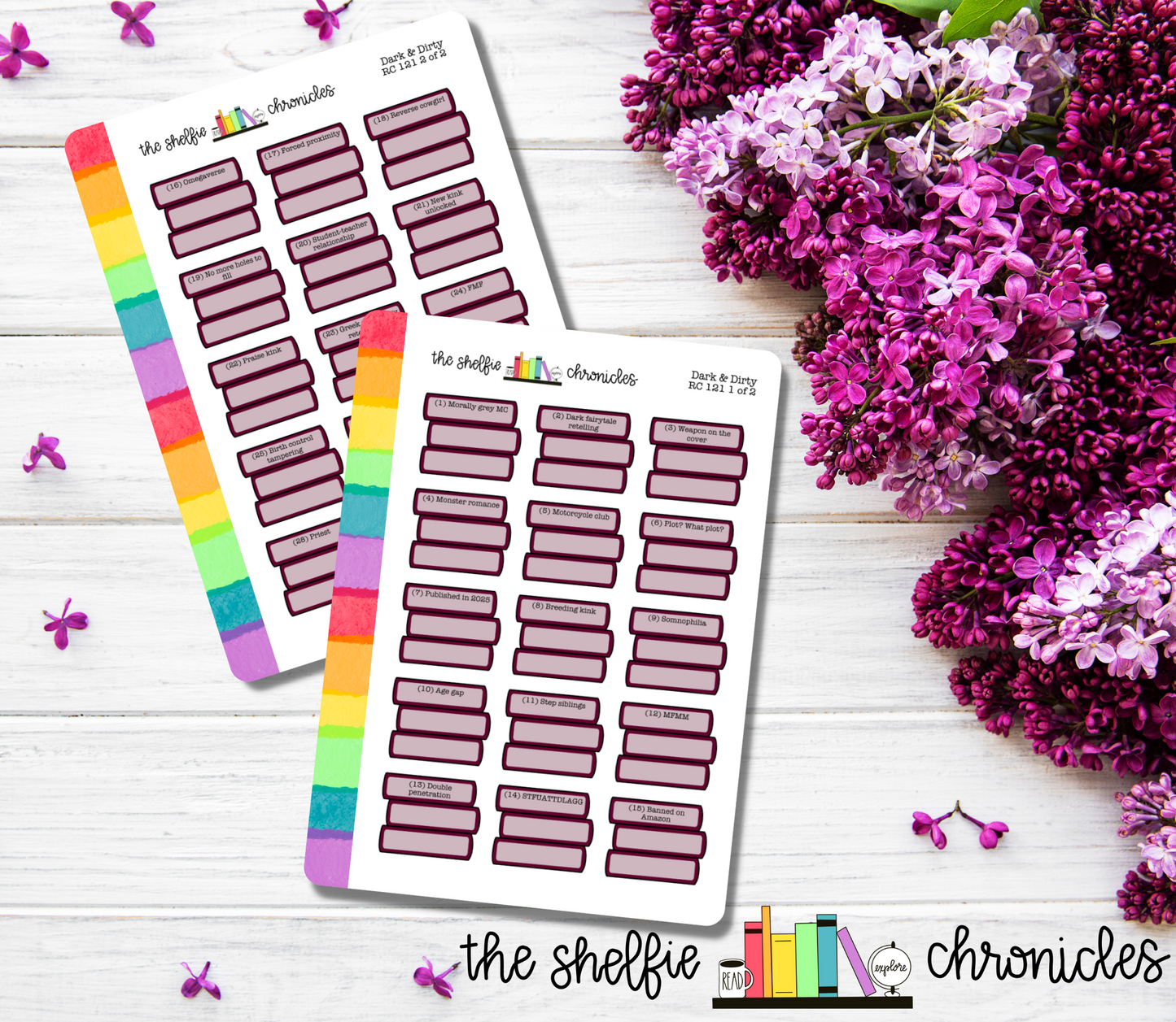 RC 121 - 2025 Dark and Dirty Reading Challenge - The Shelfie Chronicles  - Die Cut Stickers