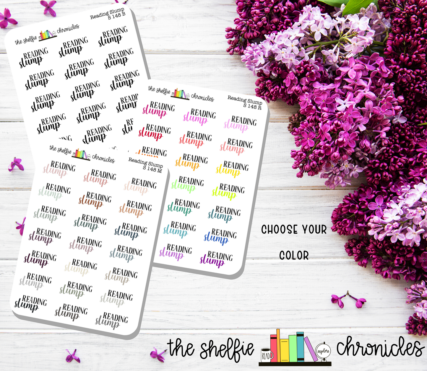 S 148 - Reading Slump - Choose Your Color - Die Cut Stickers - Repositionable Paper