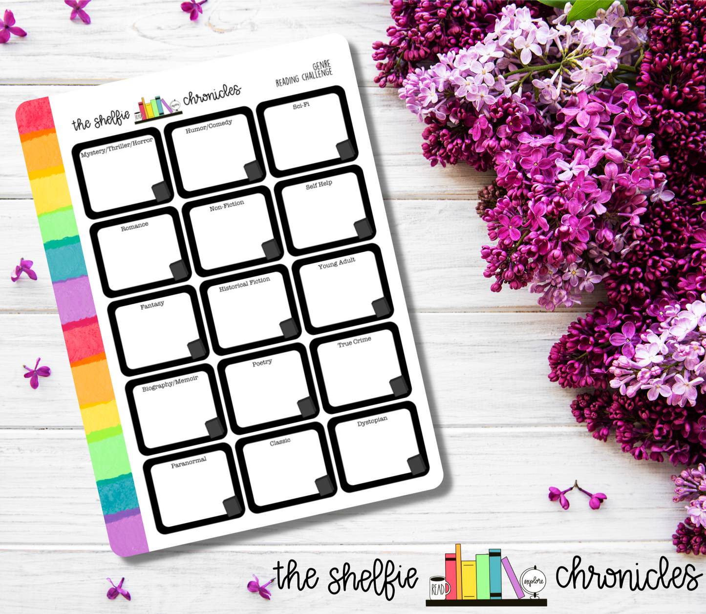 RTS - RC 108 - Genre Reading Challenge - Choose Your Color - Die Cut Stickers - Repositionable Paper - Perfect For Reading Journals And Planners
